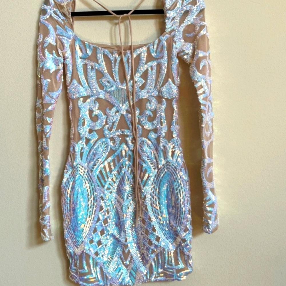 Lucy in the Sky Iridescent Sequin Mesh Dress giulia